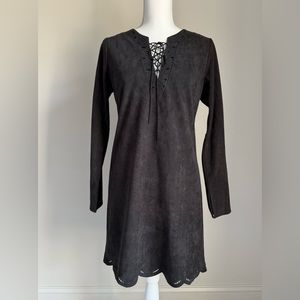 ASTR the Label Black Faux Suede Long Sleeve Mini Dress Sz S